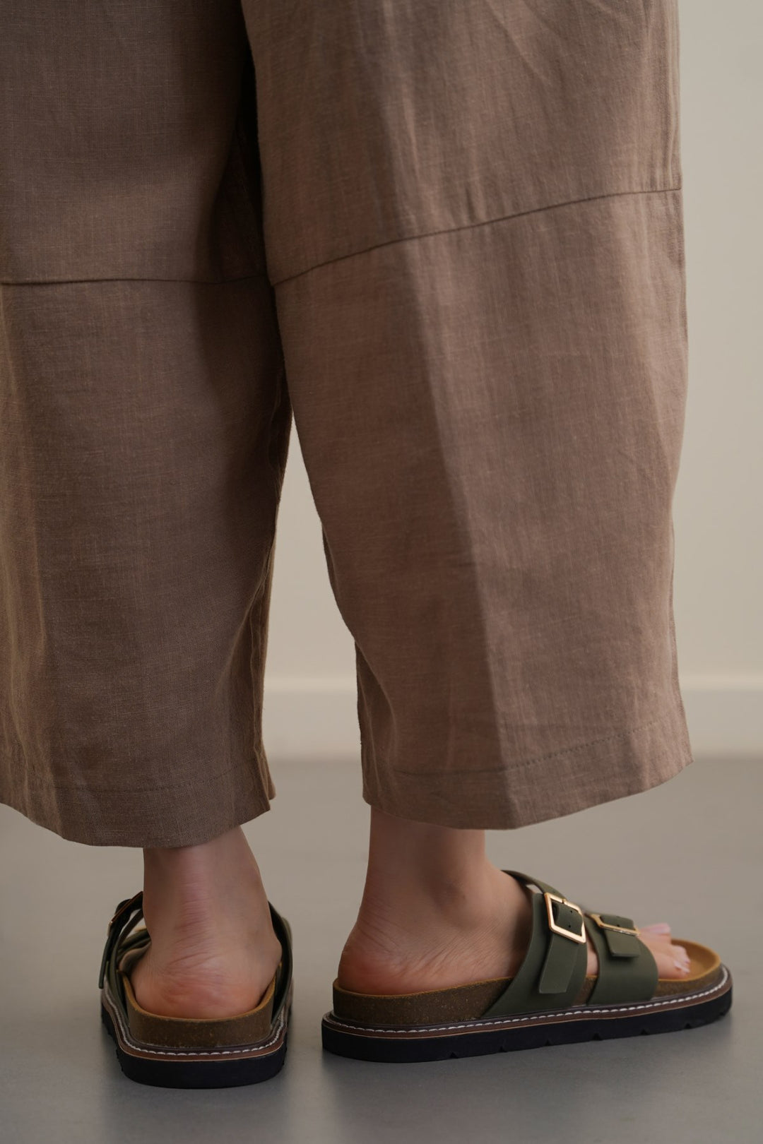 GREEN ATHENS BUCKLE SLIDES