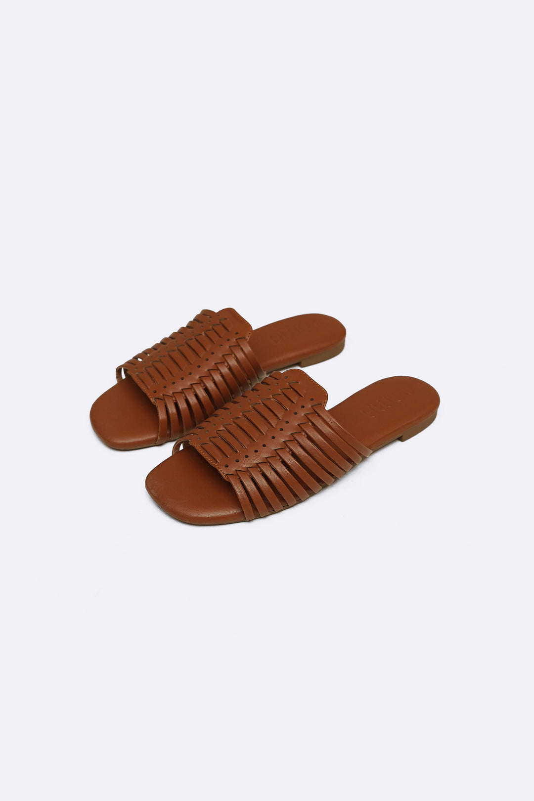 TAN TROPICAL WEAVE SLIDES