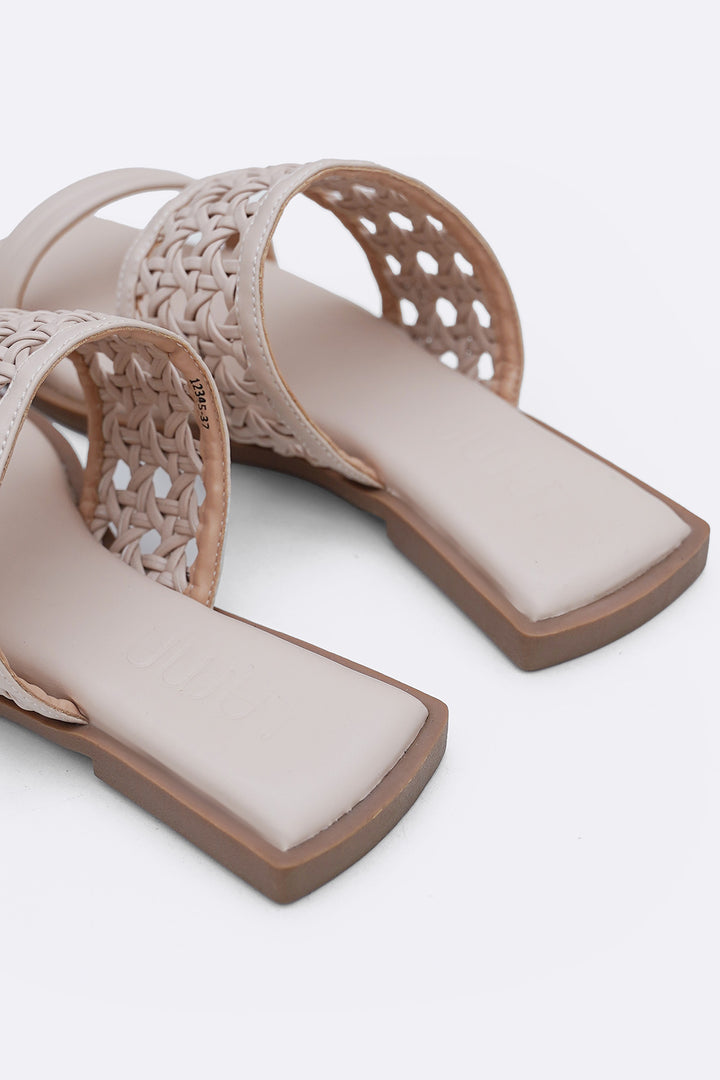 CREAM SUMMER WEAVE SLIDES