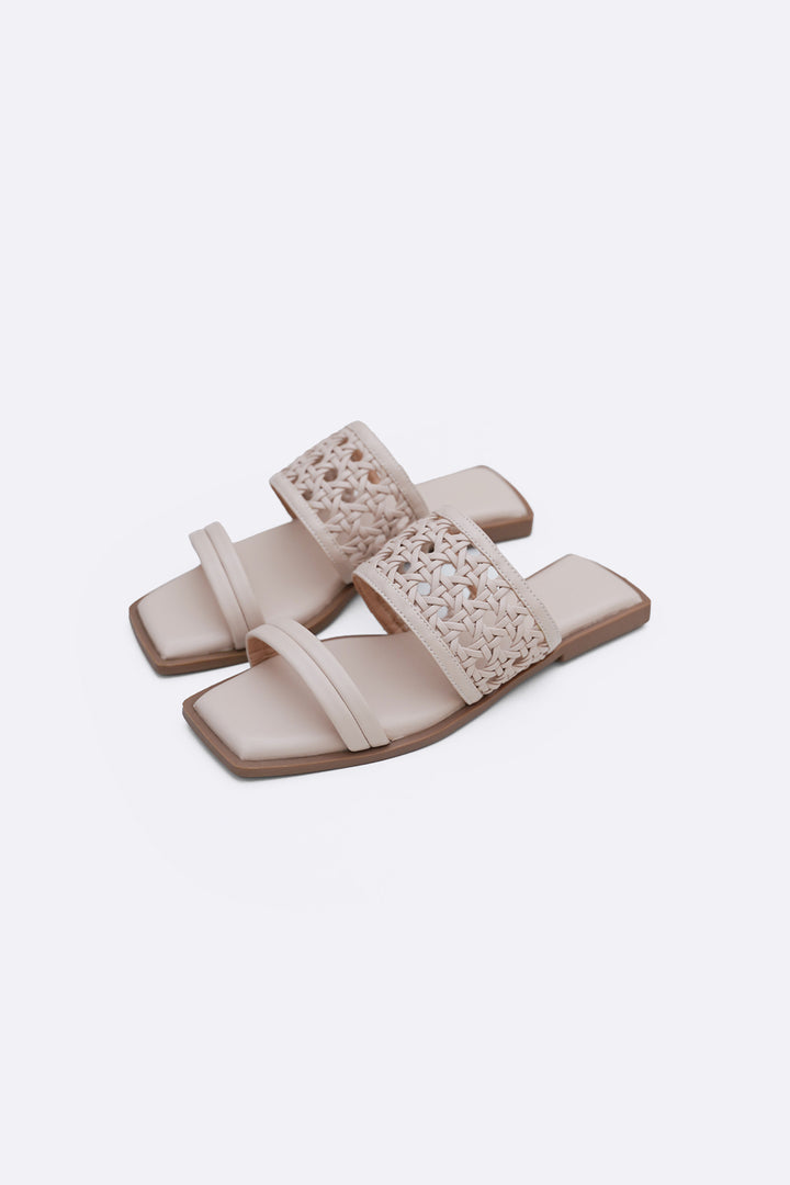 CREAM SUMMER WEAVE SLIDES