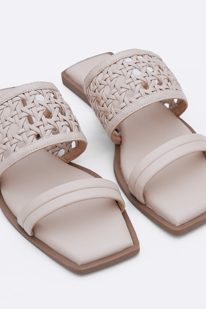 CREAM SUMMER WEAVE SLIDES