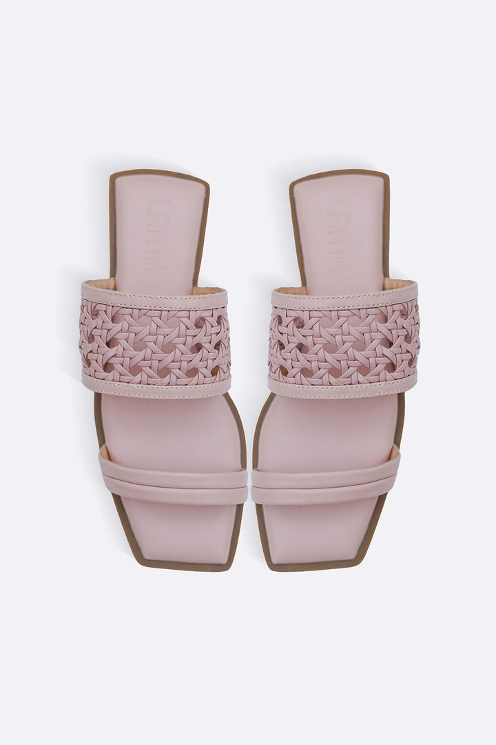 PINK SUMMER WEAVE SLIDES