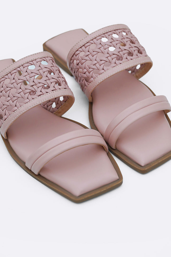 PINK SUMMER WEAVE SLIDES