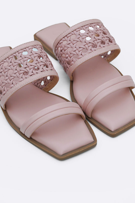 PINK SUMMER WEAVE SLIDES