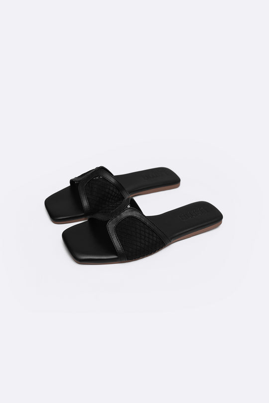 BLACK SOFT MESH SLIDES