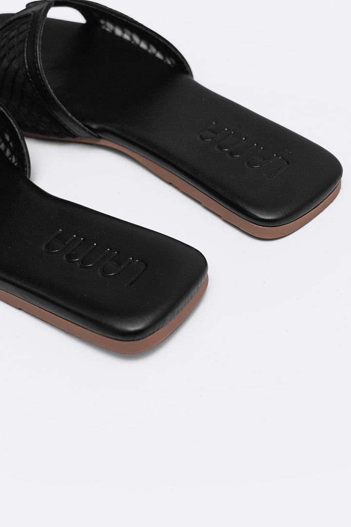 BLACK SOFT MESH SLIDES