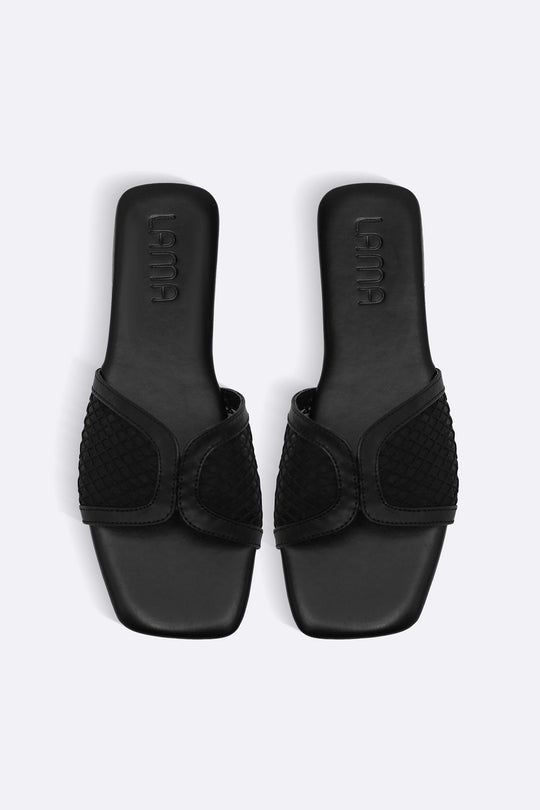 BLACK SOFT MESH SLIDES