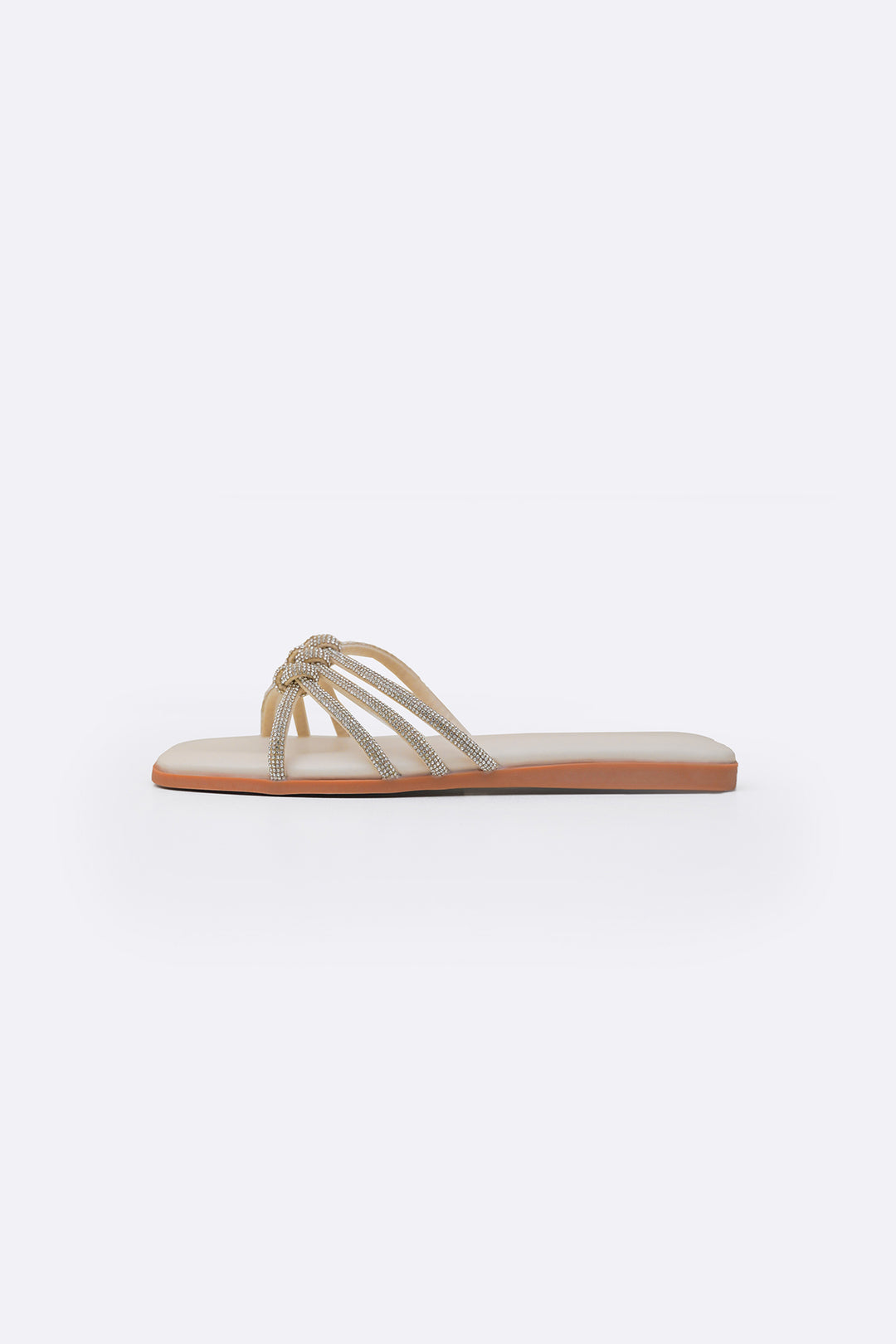OFF WHITE CRYSTAL KNOT SLIDES