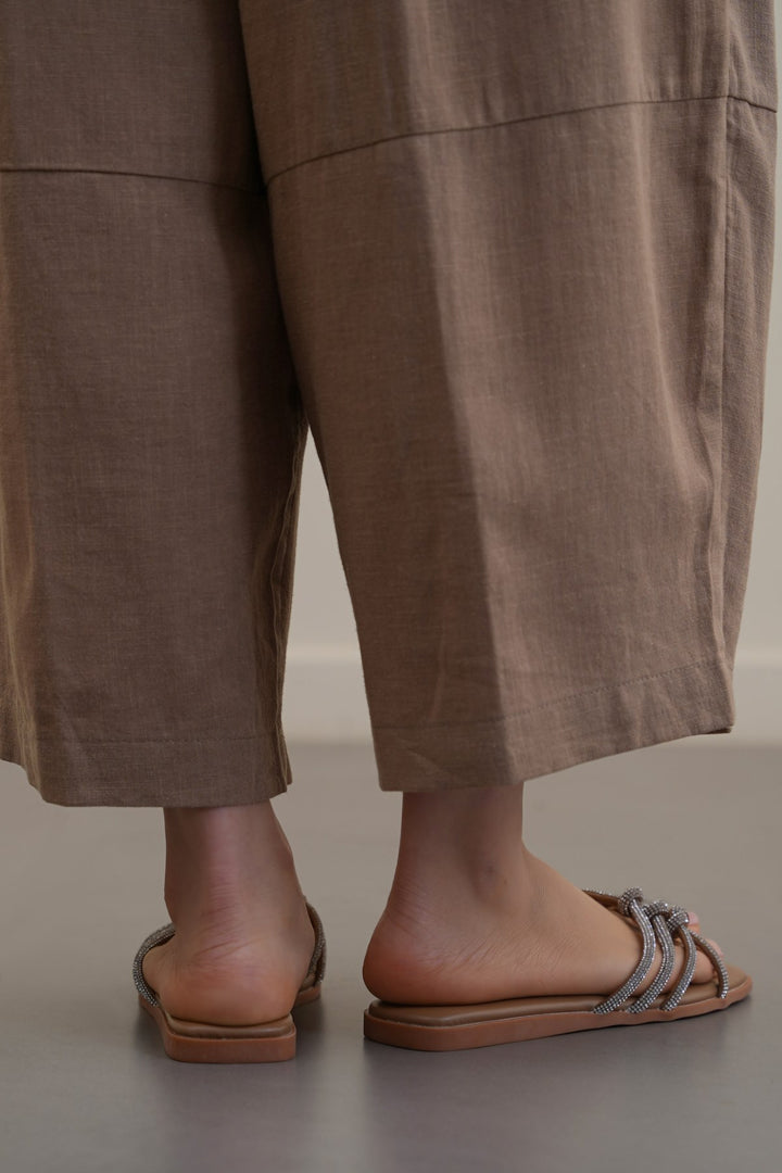 TAUPE CRYSTAL KNOT SLIDES
