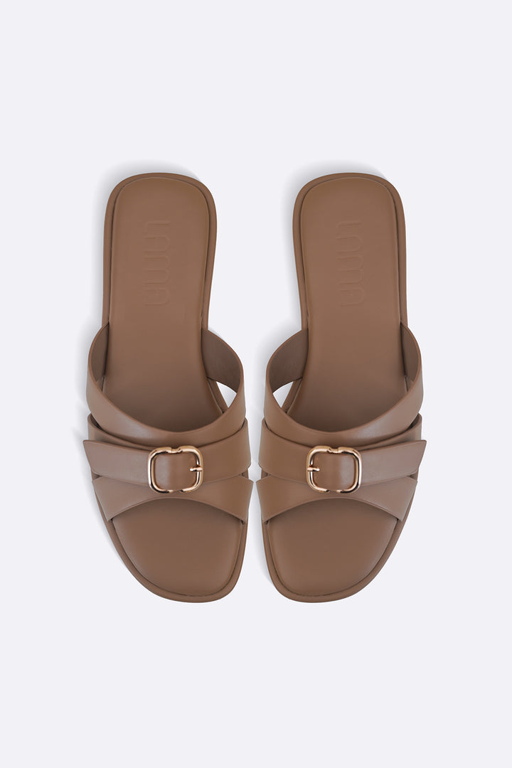 TAUPE TRI-STRAP SLIDES