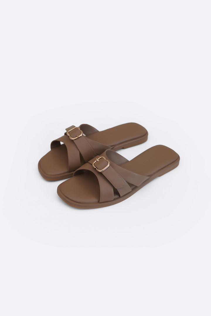 TAUPE TRI-STRAP SLIDES