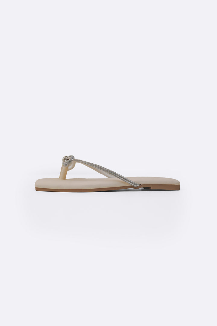 CREAM BOW FLIP FLOPS