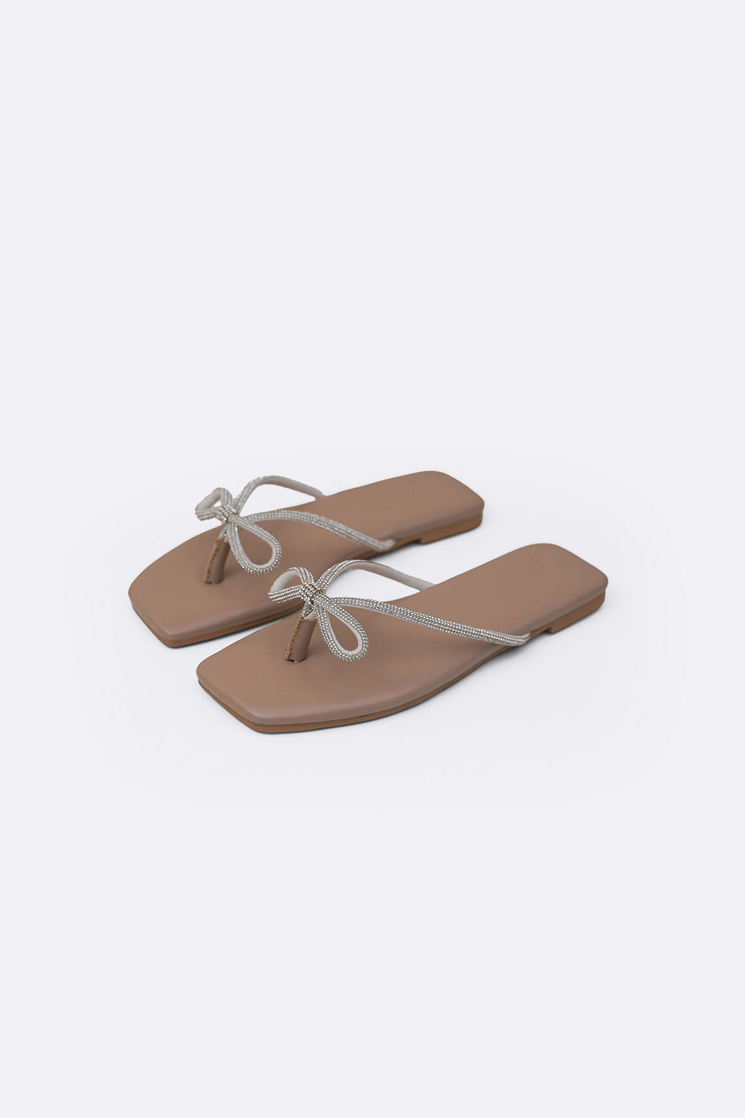 TAUPE BOW FLIP FLOPS