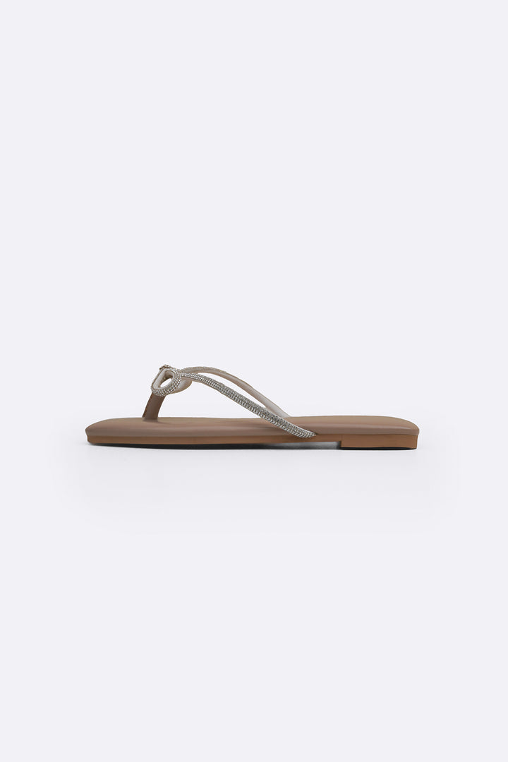 TAUPE BOW FLIP FLOPS
