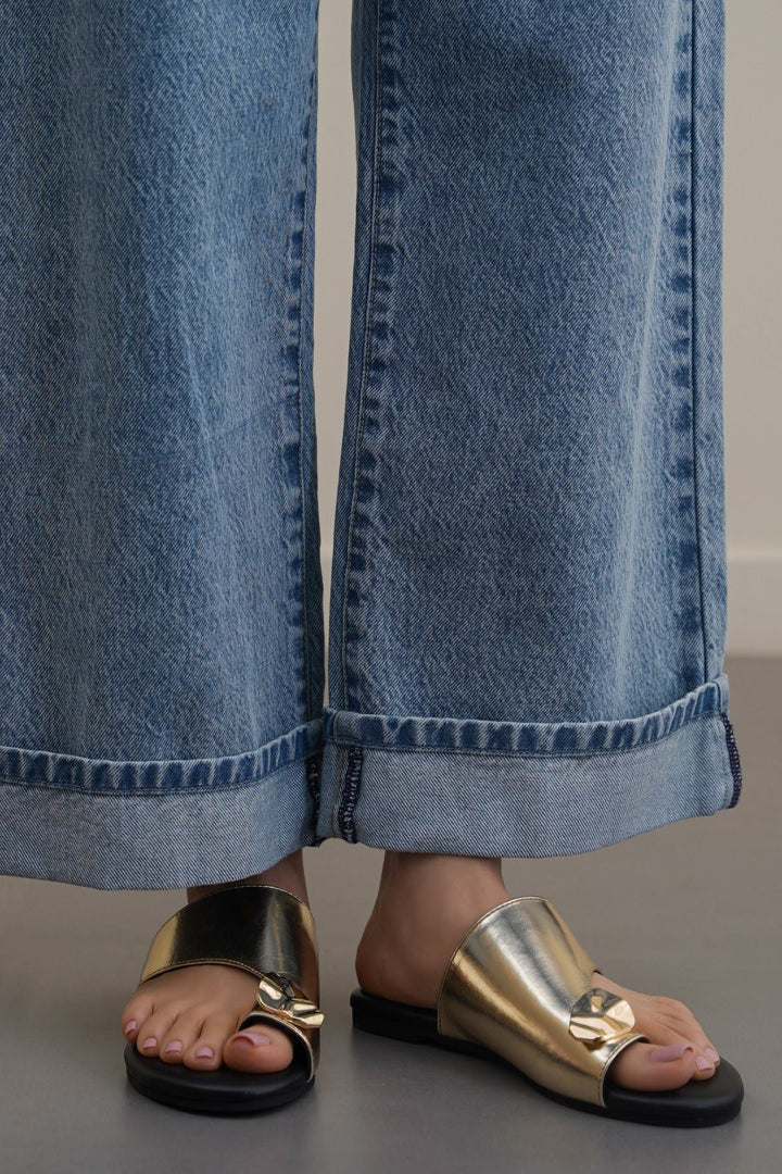 GOLD EASY PARTY TOE SLIDES