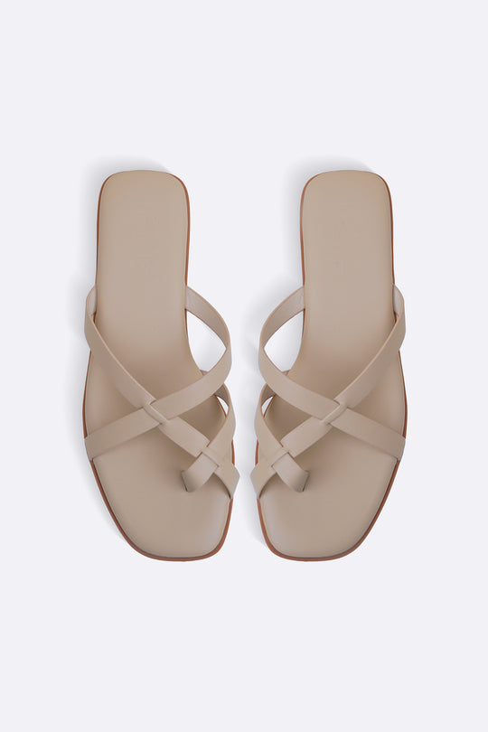 BEIGE RIO TOE SLIDES