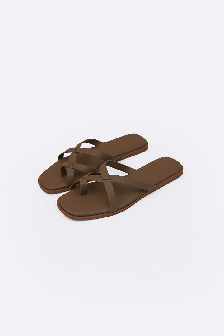 TAUPE RIO TOE SLIDES