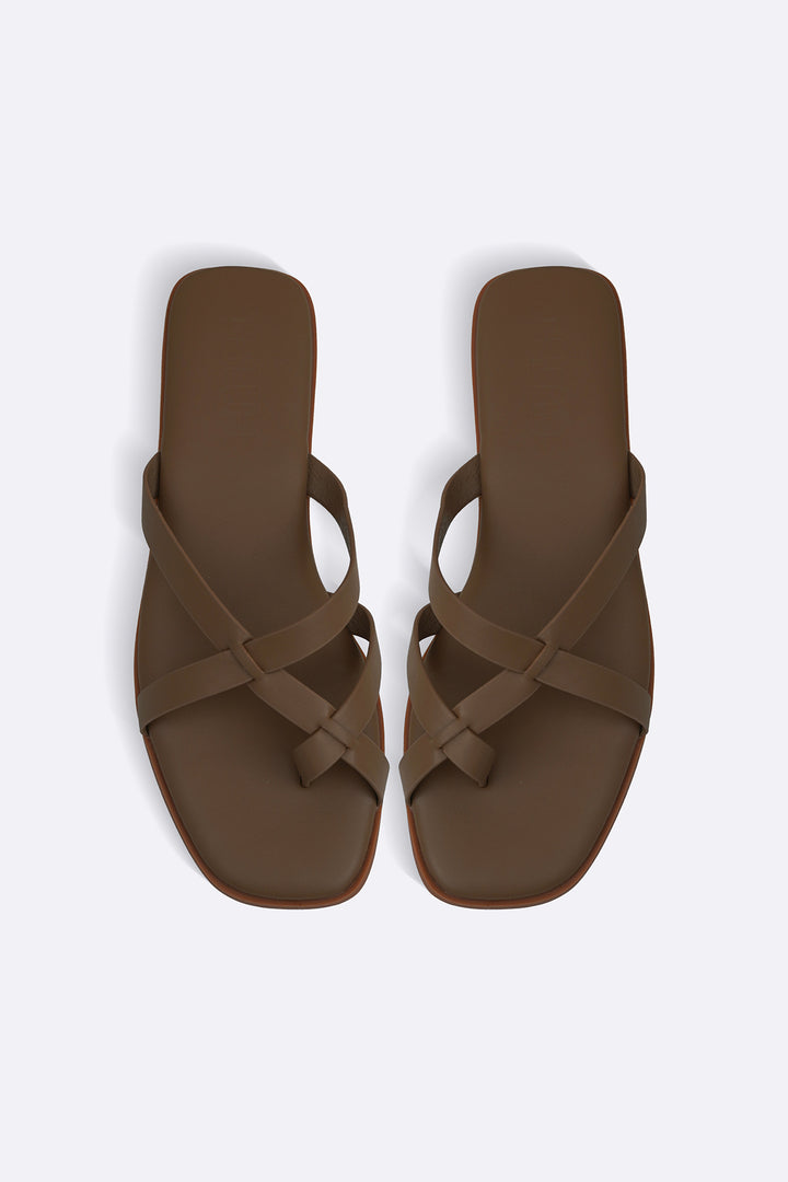TAUPE RIO TOE SLIDES