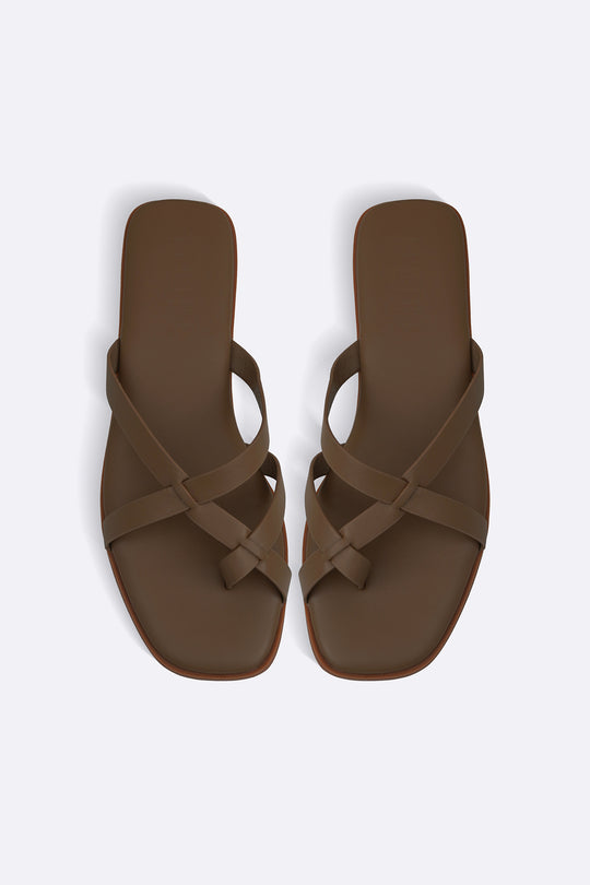 TAUPE RIO TOE SLIDES