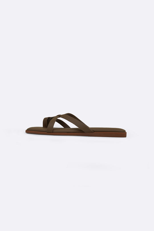 TAUPE RIO TOE SLIDES
