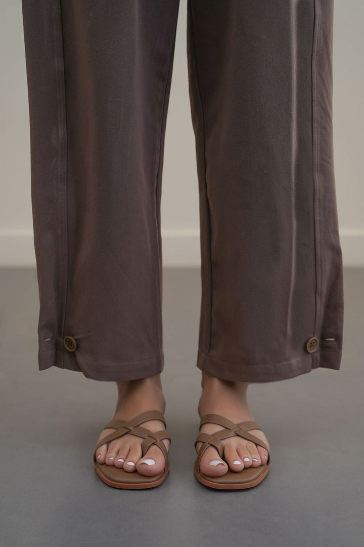 TAUPE RIO TOE SLIDES