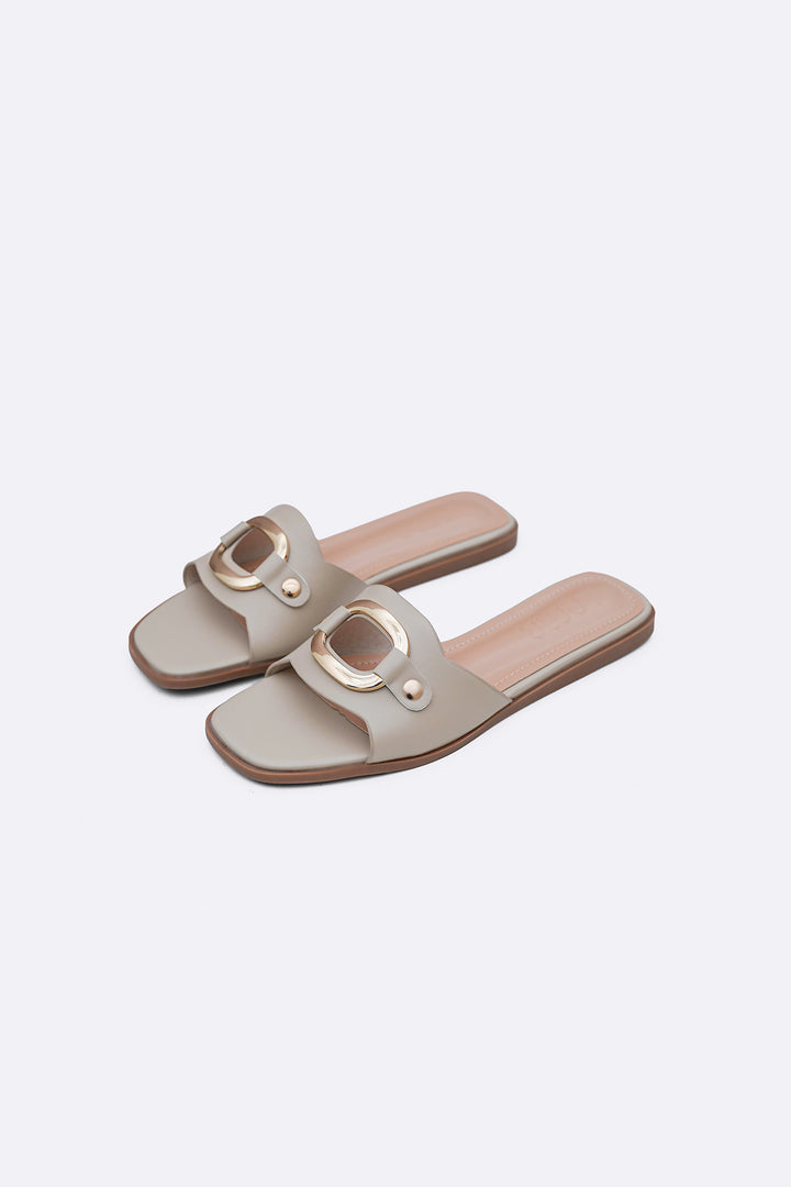 CREAM EASY BUCKLE SLIDES