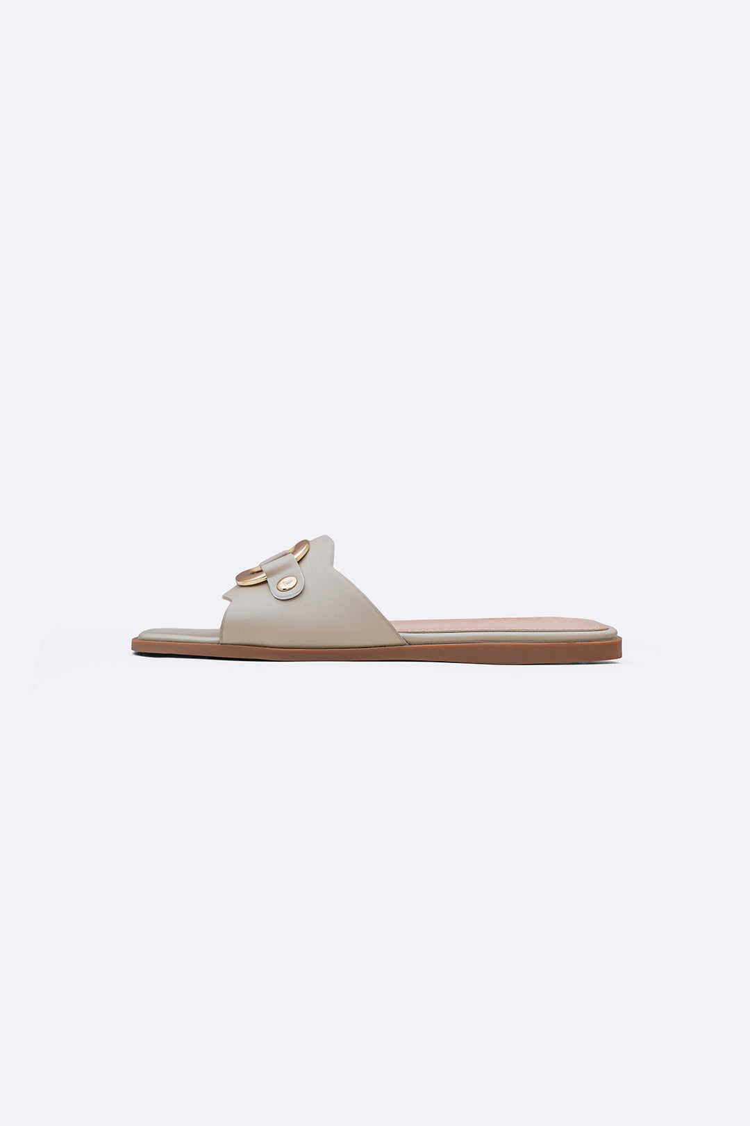 CREAM EASY BUCKLE SLIDES