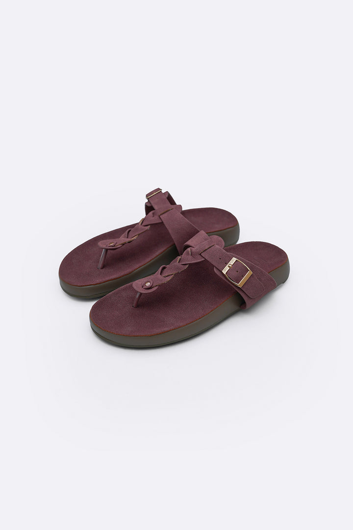 BURGUNDY BRAID MAMA FLOPS