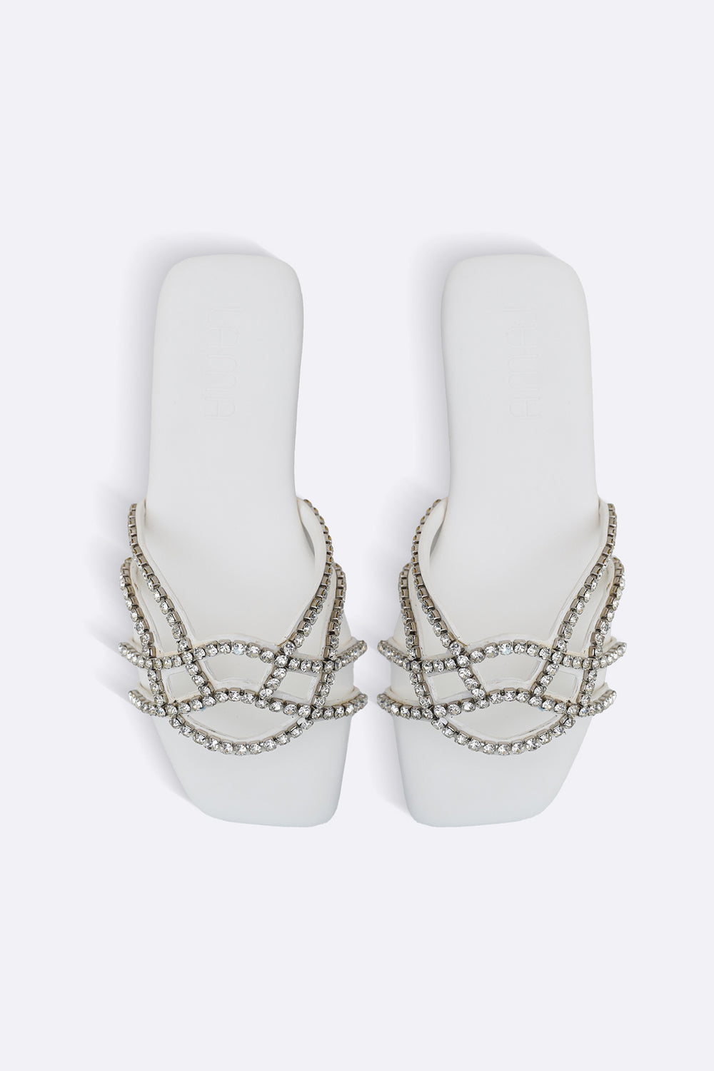 WHITE RIVIERA STUD SLIDES
