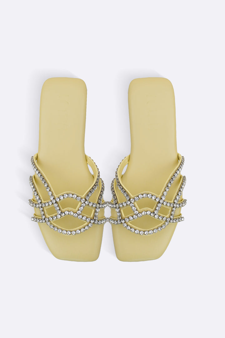 YELLOW RIVIERA STUD SLIDES