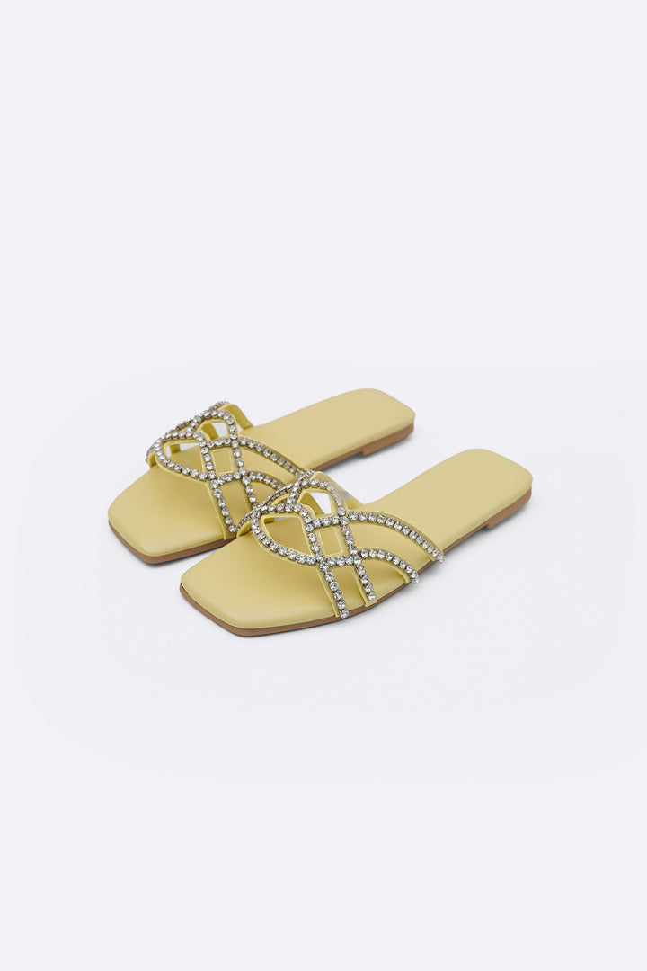 YELLOW RIVIERA STUD SLIDES