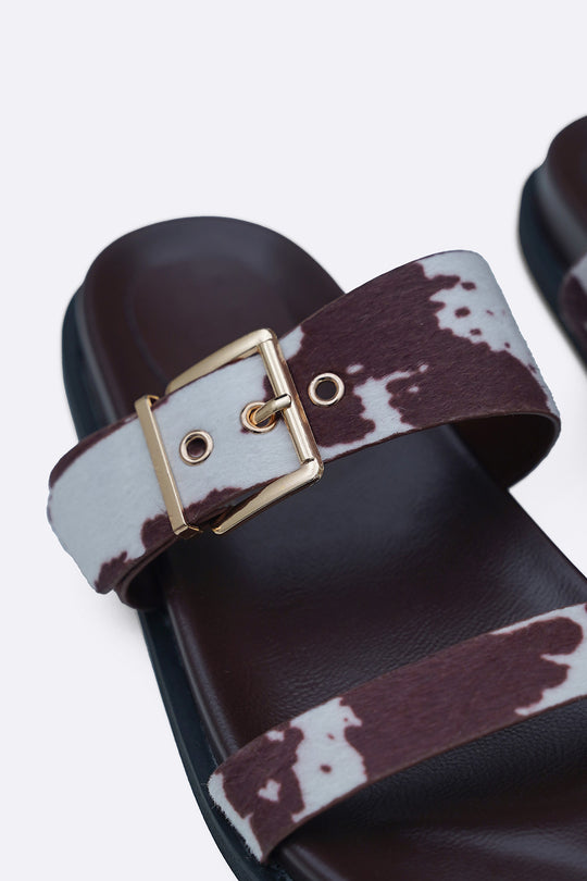 COFFEE WIDE FIT SUMMER SLIDES