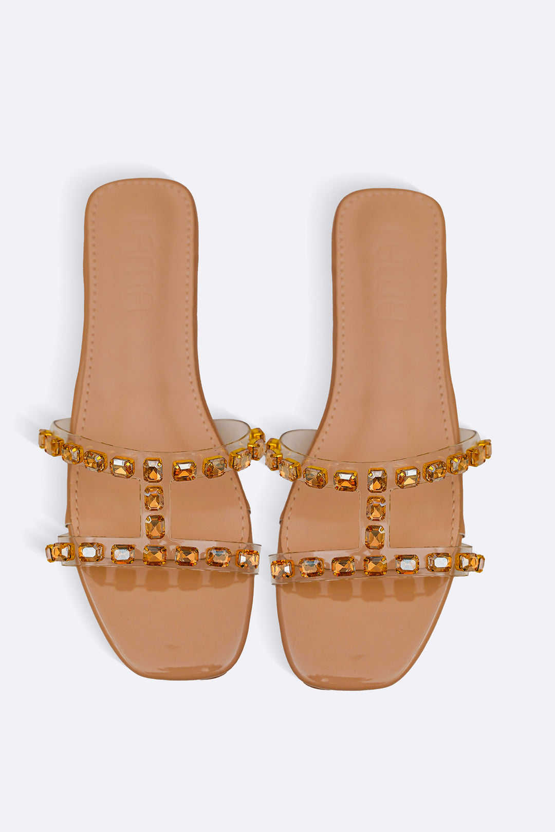 BEIGE SIA STUDDED SLIDES