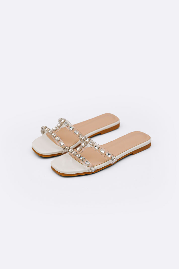 OFF WHITE SIA STUDDED SLIDES
