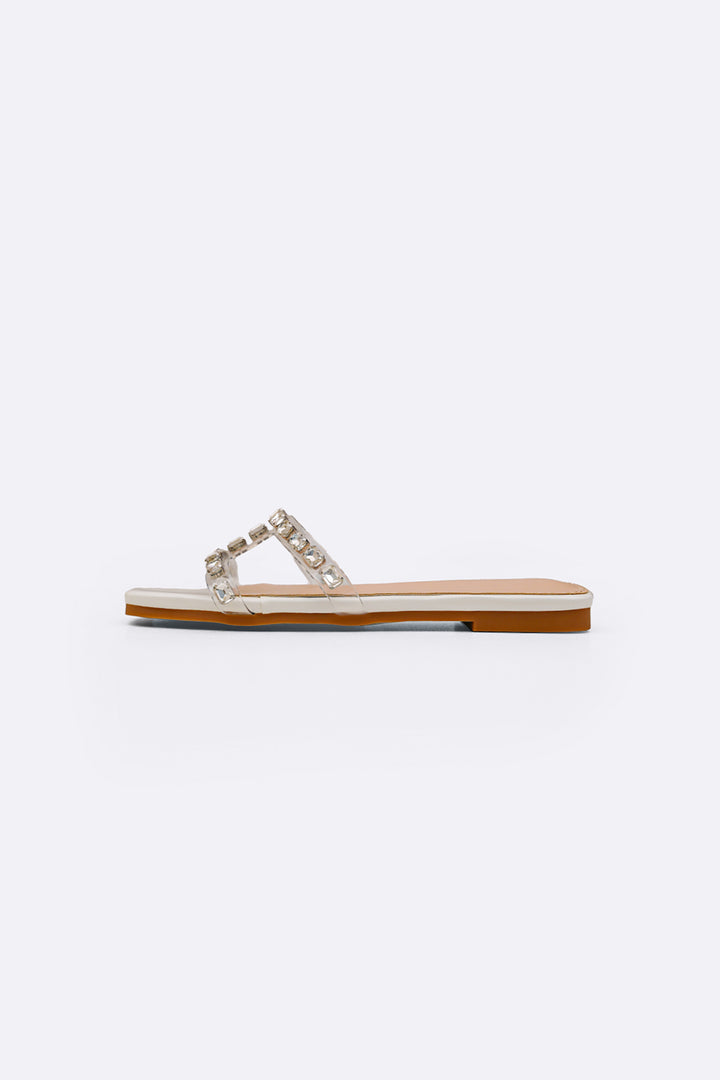 OFF WHITE SIA STUDDED SLIDES