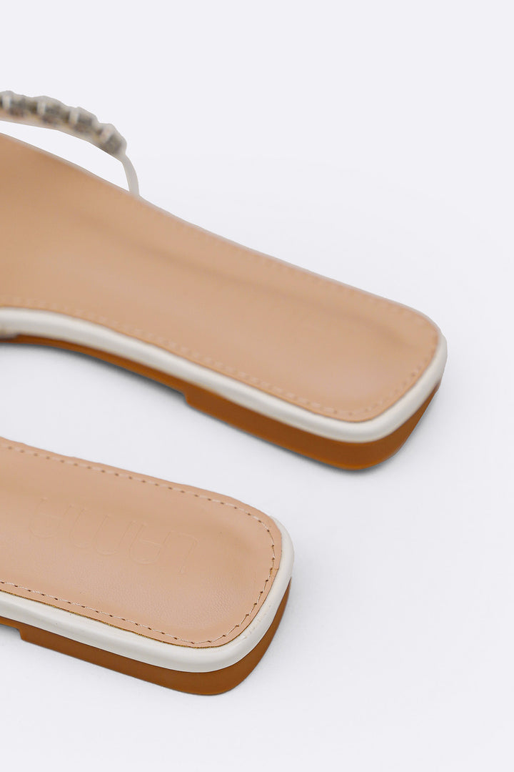 OFF WHITE SIA STUDDED SLIDES