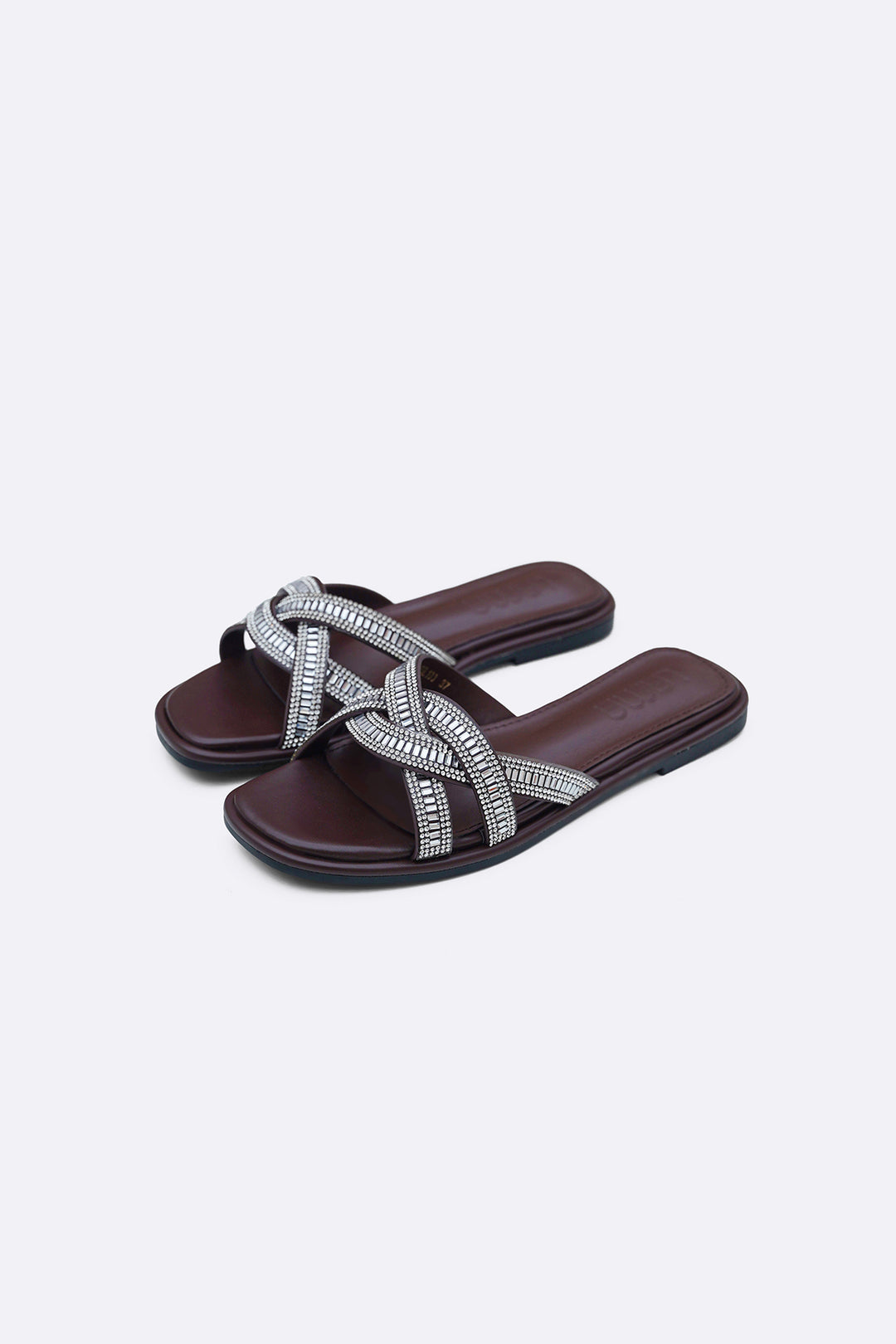 COFFEE MERINO STUDDED SLIDES