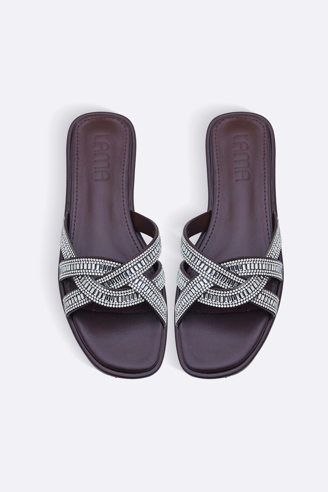 COFFEE MERINO STUDDED SLIDES