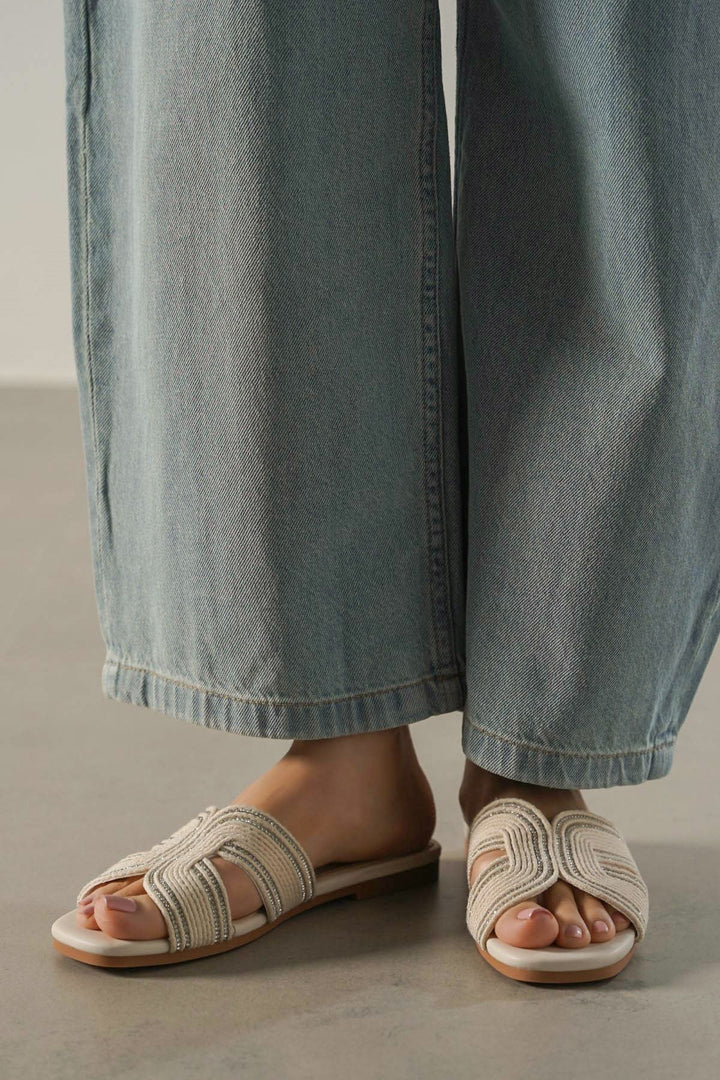 OFF WHITE MINI CRYSTAL SLIDES