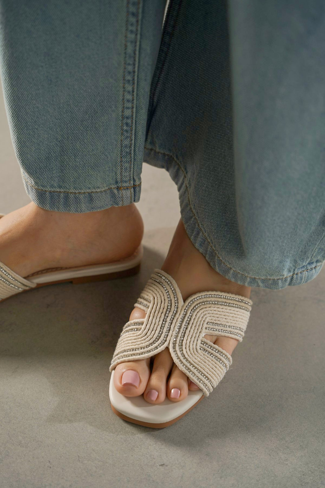 OFF WHITE MINI CRYSTAL SLIDES