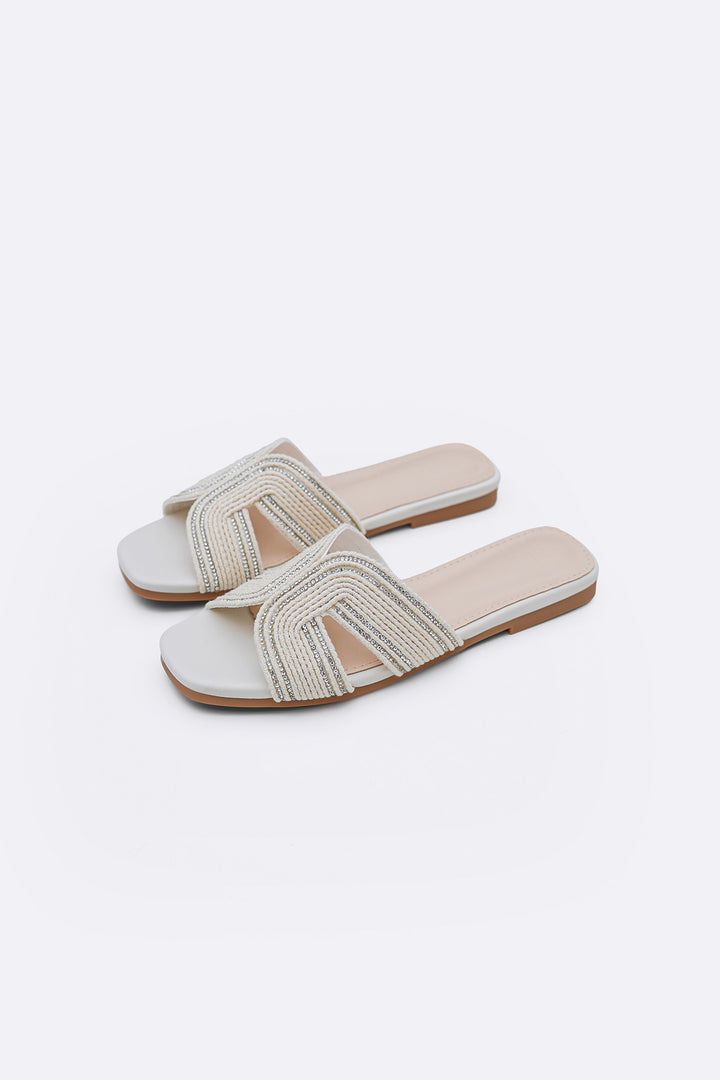 OFF WHITE MINI CRYSTAL SLIDES