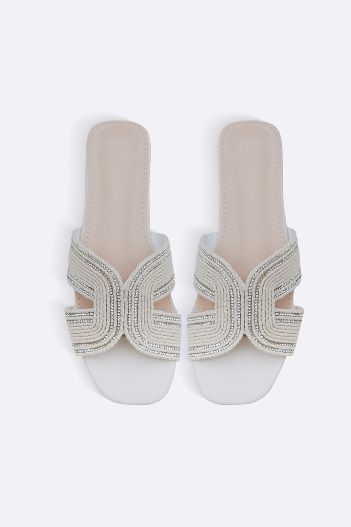 OFF WHITE MINI CRYSTAL SLIDES