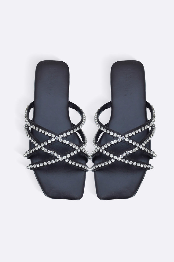 COFFEE VIOLA STUDDED SLIDES