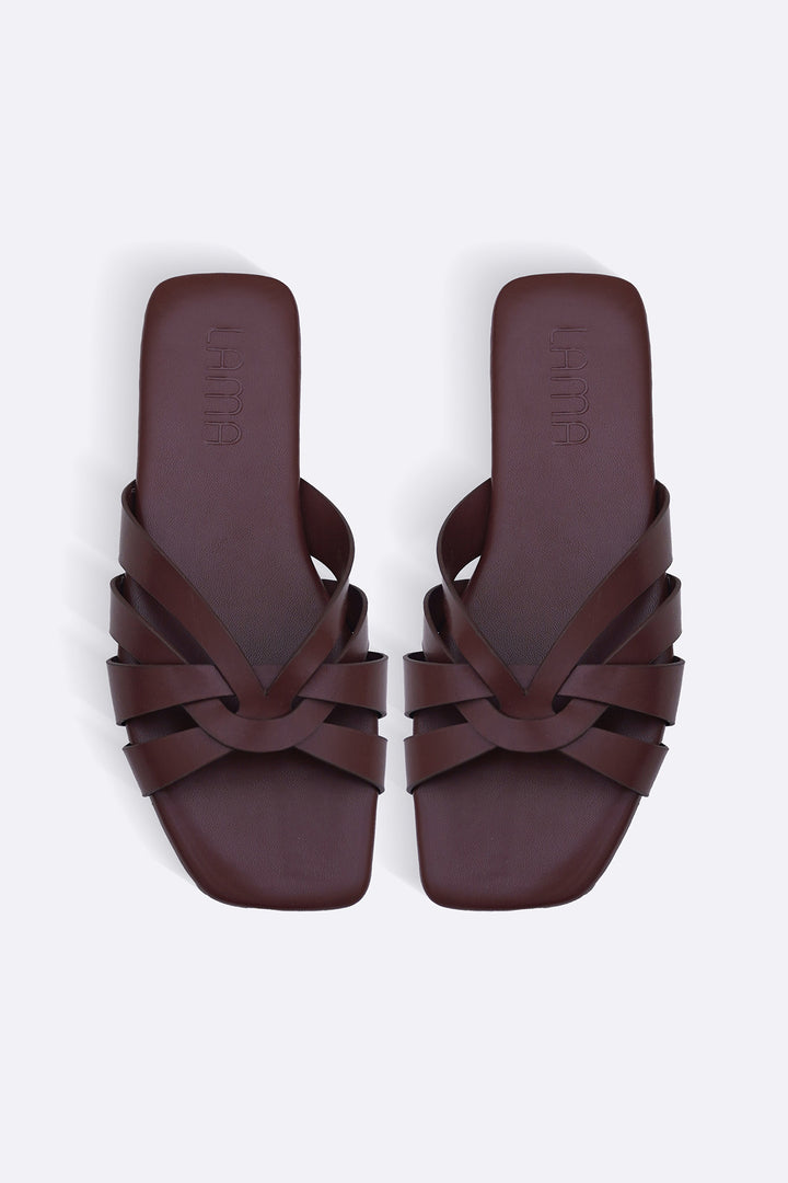 BROWN MOLDOVA STRAPPY SLIDES