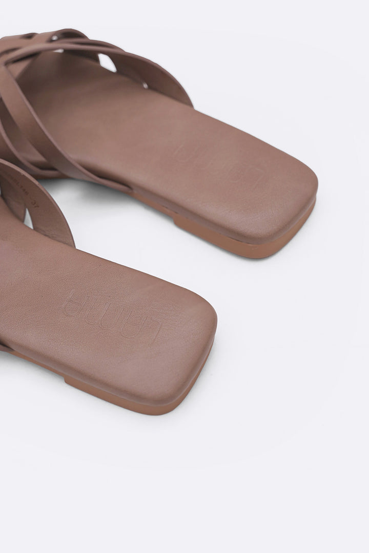 TAUPE MOLDOVA STRAPPY SLIDES