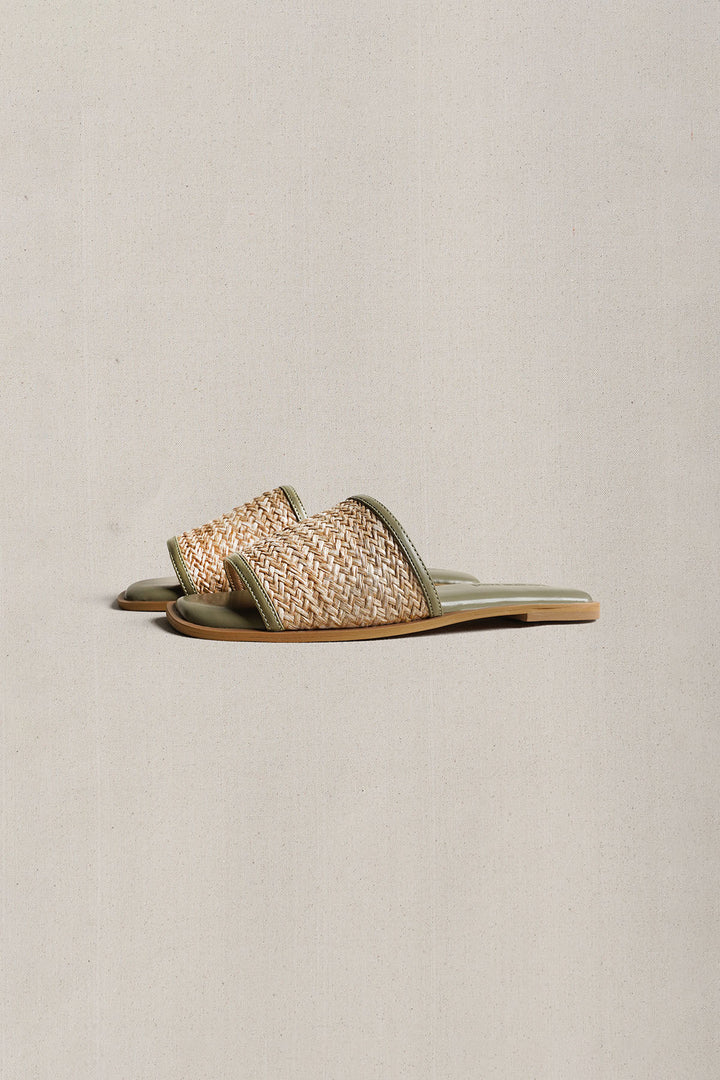 SAGE SAGE RAFFIA SLIDES