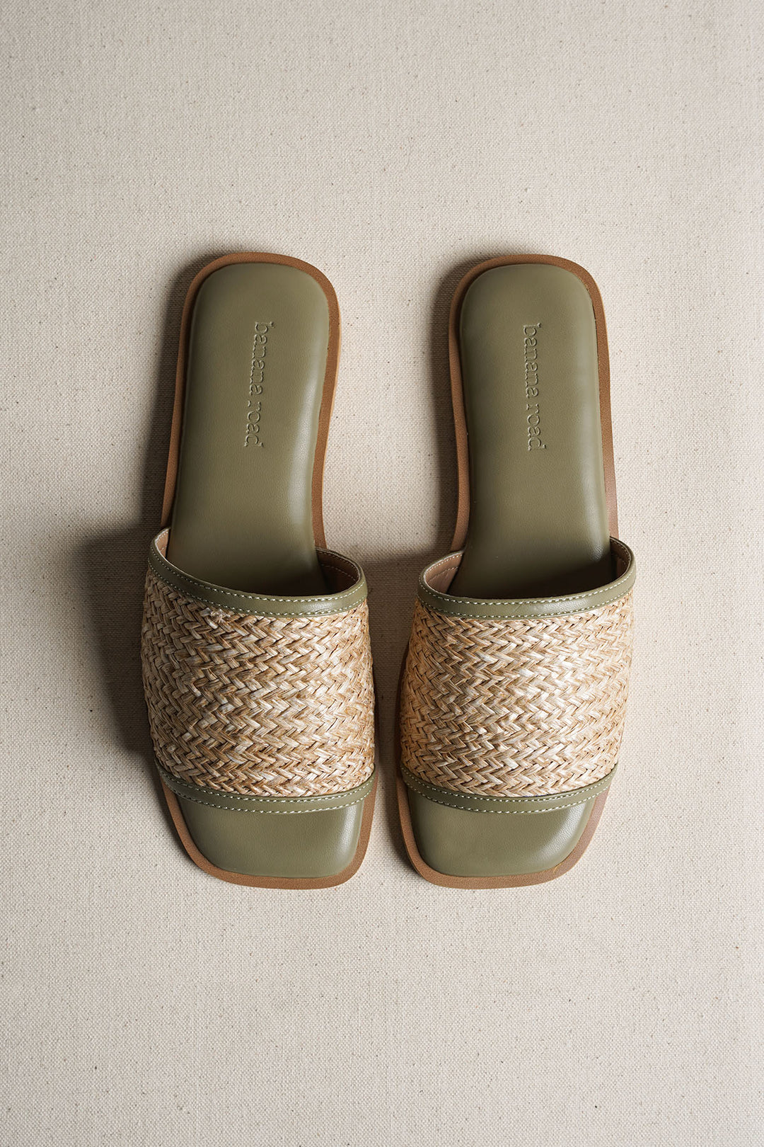 SAGE SAGE RAFFIA SLIDES