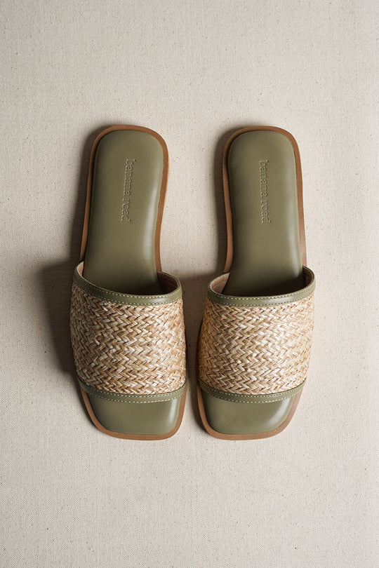 SAGE SAGE RAFFIA SLIDES