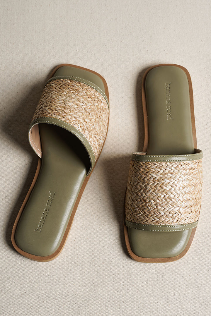 SAGE SAGE RAFFIA SLIDES