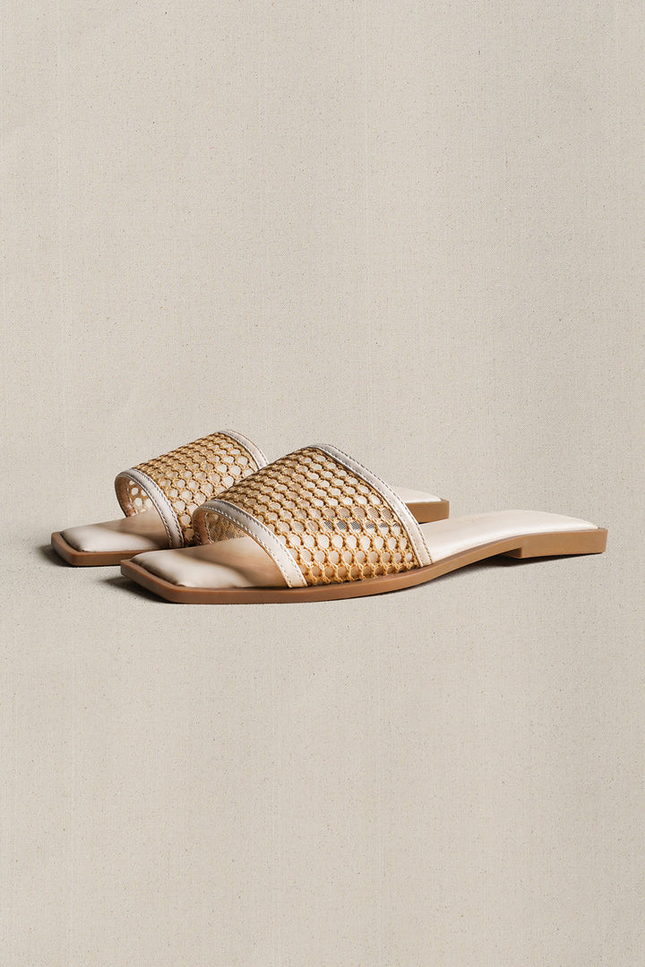 OFF WHITE MESH SQUARE TOE SLIDE